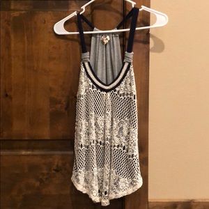 Cute Navy Cream and Gray Tank